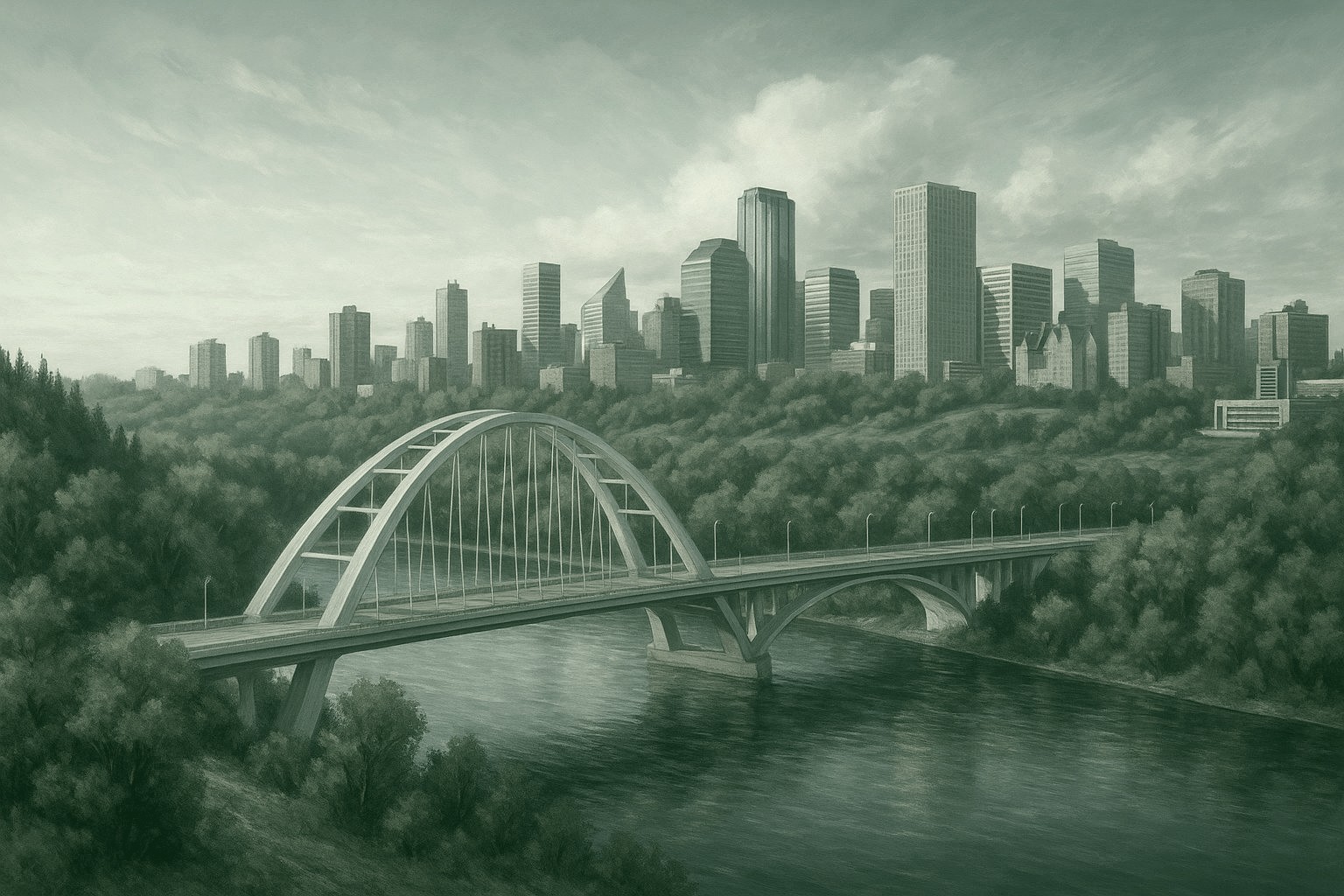 Edmonton river valley and downtown skyline